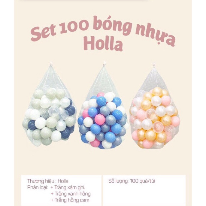 HOT Set 100 bóng nhựa Holla loại đẹp cao cấp, bóng nhựa nguyên sinh an toàn không mùi cho bé - Chính hãng Holla TỔNG KHO