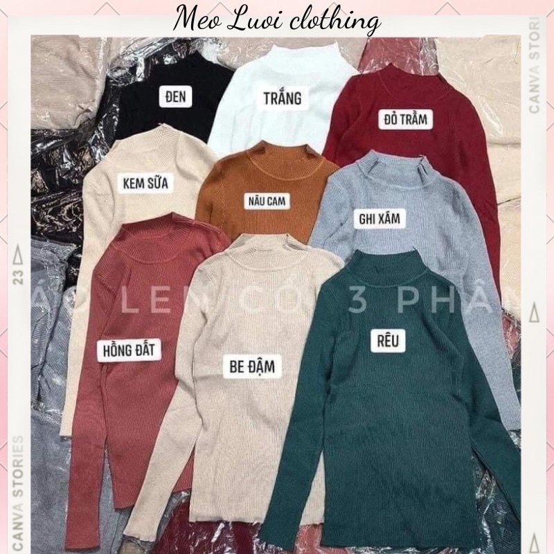 Áo len tăm cổ 3 phân nữ đủ bảng màu