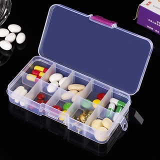 Hộp đựng trang sức 10 ngăn tiện lợi, Hộp 10 ngăn trong suốt đựng thuốc