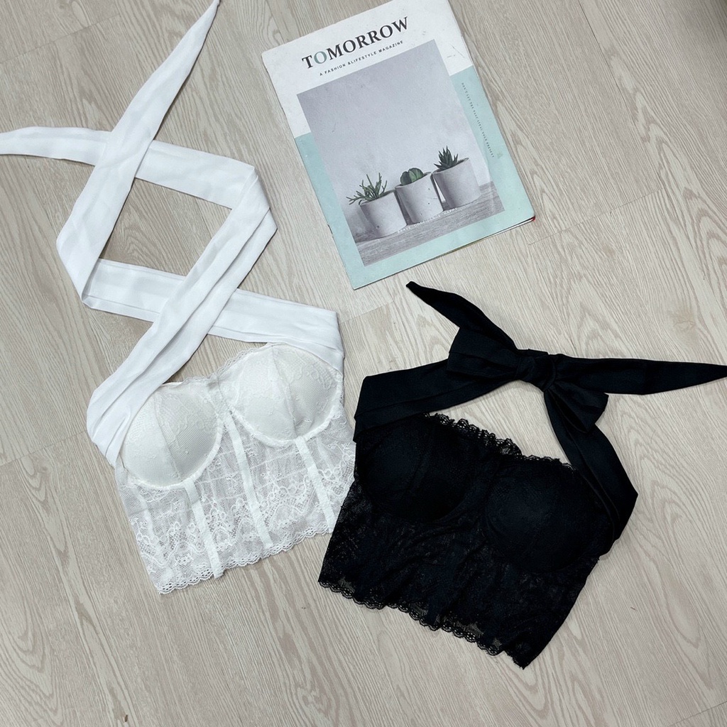 Áo bra ren hở lưng cúp ngực chéo cổ cột dây mã mới có mút lót sexy TU201
