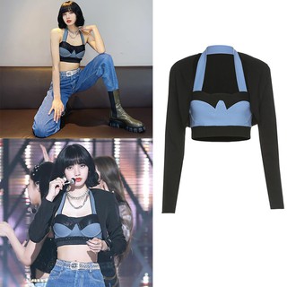 Lisa blackpink Set Áo Sơ Mi Dài Tay + Áo Khoác Không Tay Thời Trang Dành Cho Nữ