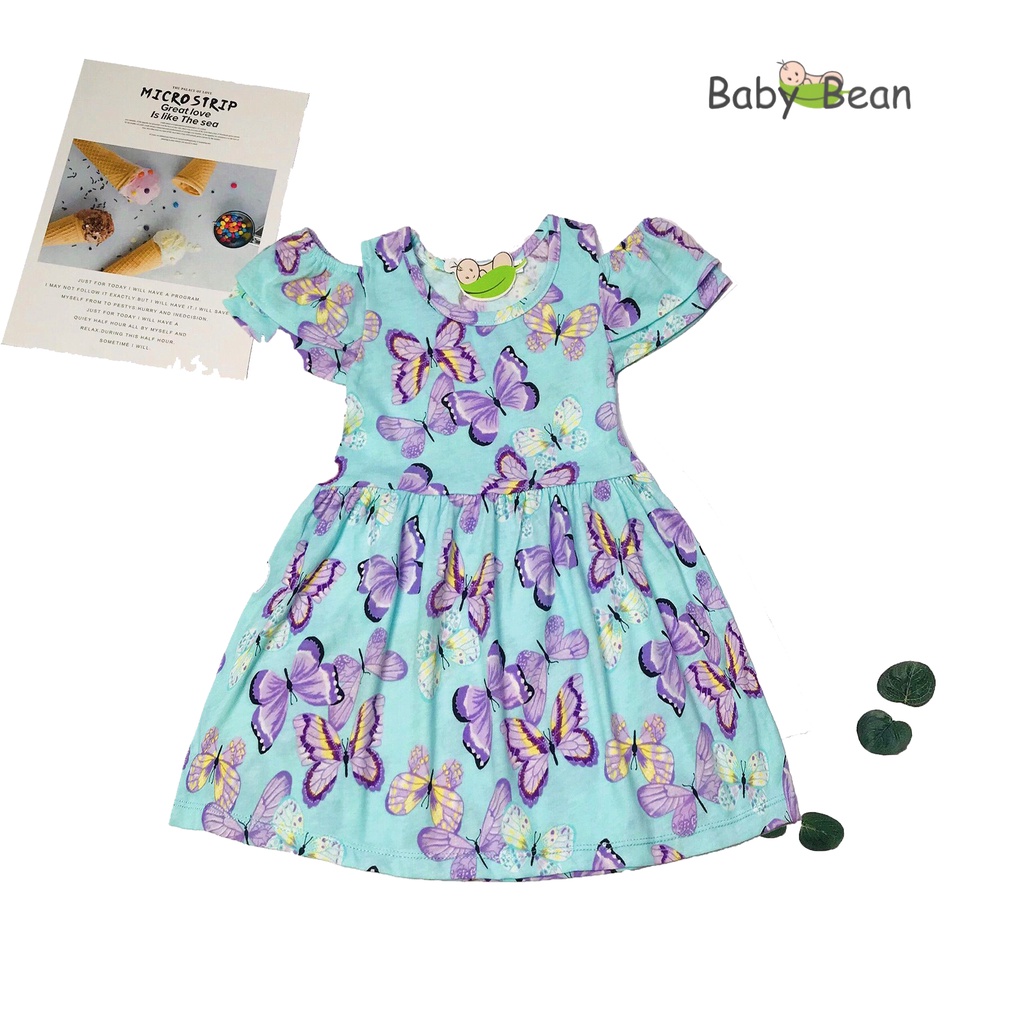 [MÃ THƯƠNG HIỆU YÊU THÍCH Voucher giảm 10%] Đầm Thun Cotton họa tiết Hè Bé Gái BabyBean