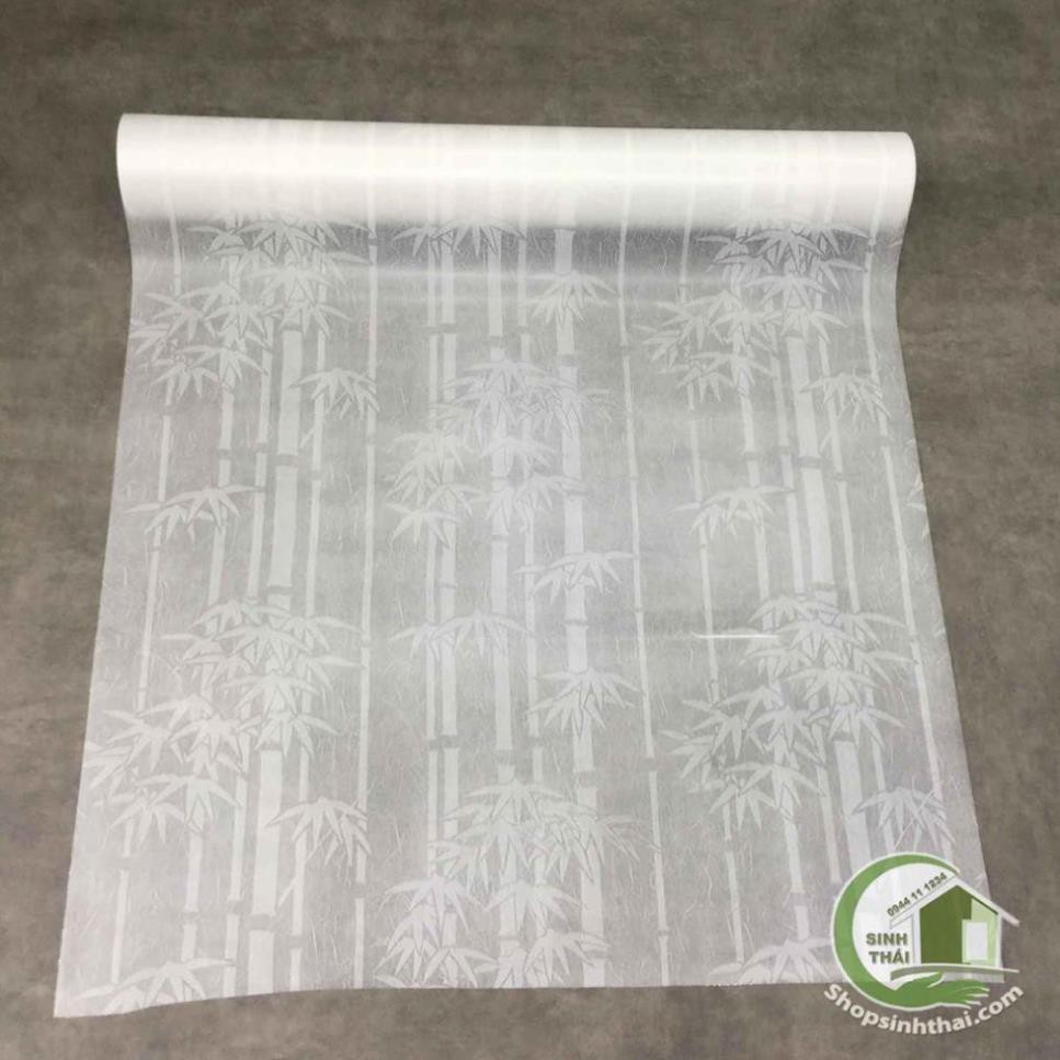 Giấy dán kính cây tre cây trúc màu trắng -  - có sẵn keo