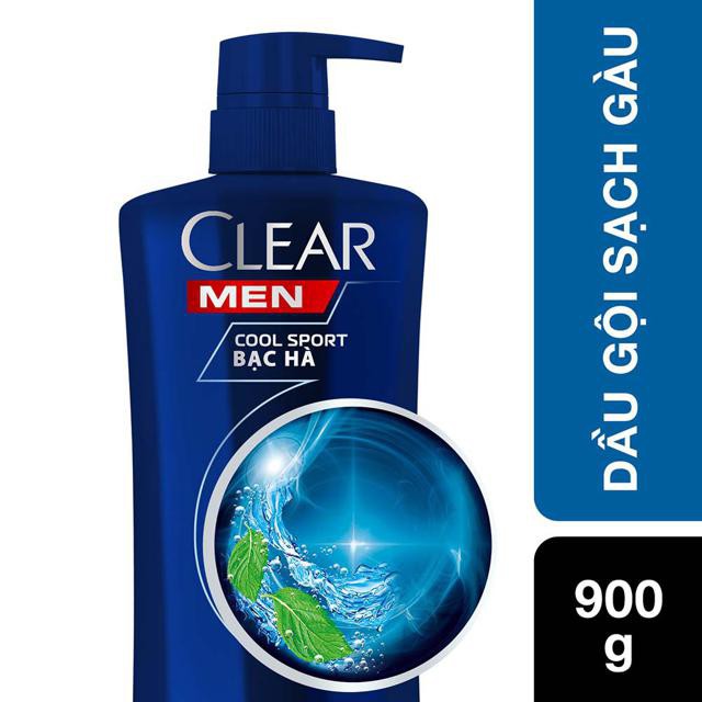 Dầu gội sạch gàu dành cho nam CLEAR Men Cool Sport Bạc Hà 900g ( MSP 67426144) Hàng Mới Về Chính Hãng vttsp mới12