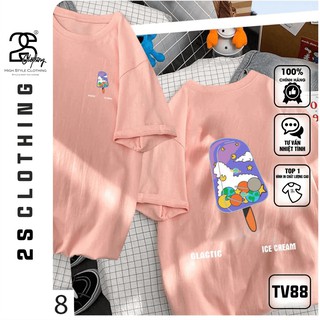 [XẢ NGHỈ BÁN] Áo Thun Tay Lỡ 2s Clothing Áo Phông Unisex  Hình Que Kem Cotton Oversize Form Rộng  In Hình Que Kem TV88