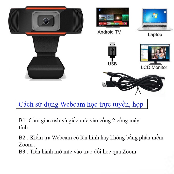 Webcam cho Máy tính , Laptop Tích Hợp Míc , Webcam Máy Tính Hỗ Trợ Học Online, Họp Trực Tuyến, Để Bàn- Bảo hành 12 Tháng