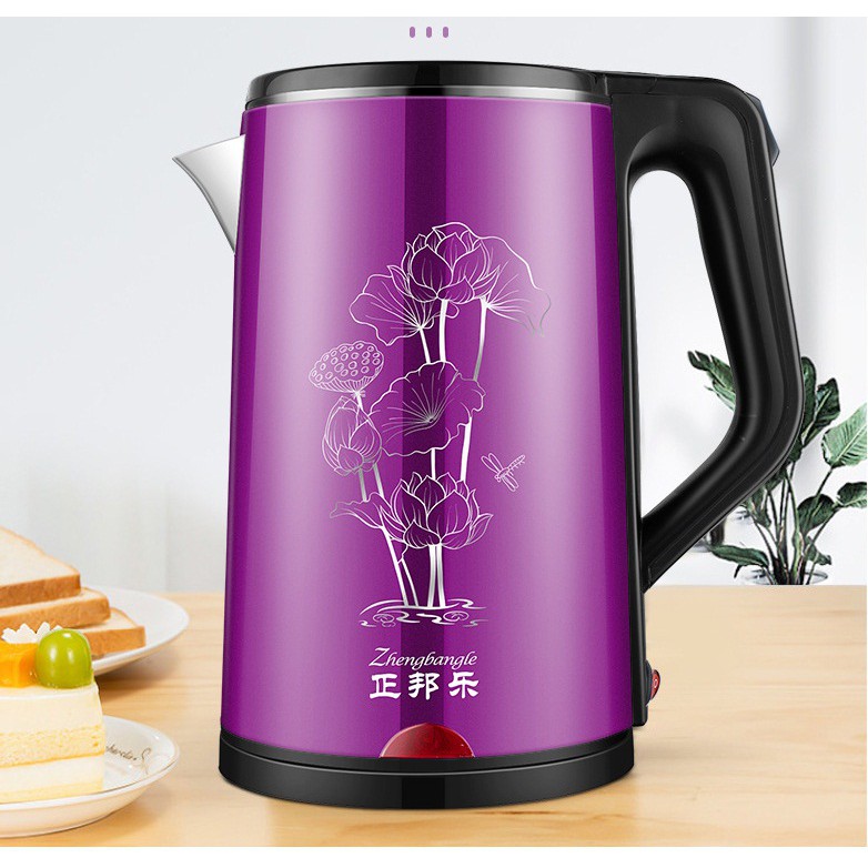 Ấm Siêu Tốc Giữ Nhiệt - Ấm Đun Nước Inox 304 Đa Năng Dung Tích 2.5 Lít Công Suất 1500W TÍM