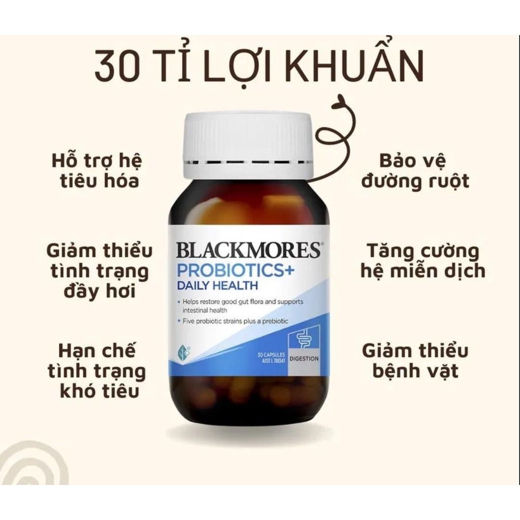 Men vi sinh Blackmores Probiotics+ Daily Health 30 viên