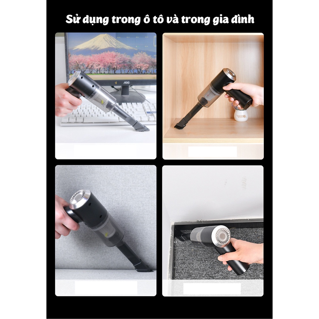 Máy Hút Bụi Cầm Tay Không Dây, Có Đèn Cao Cấp, Lực Hút Lớn 6000PA, Êm Ái Mạnh Mẽ – Máy Hút Bụi Ô Tô Và Gia Đình - VinBuy