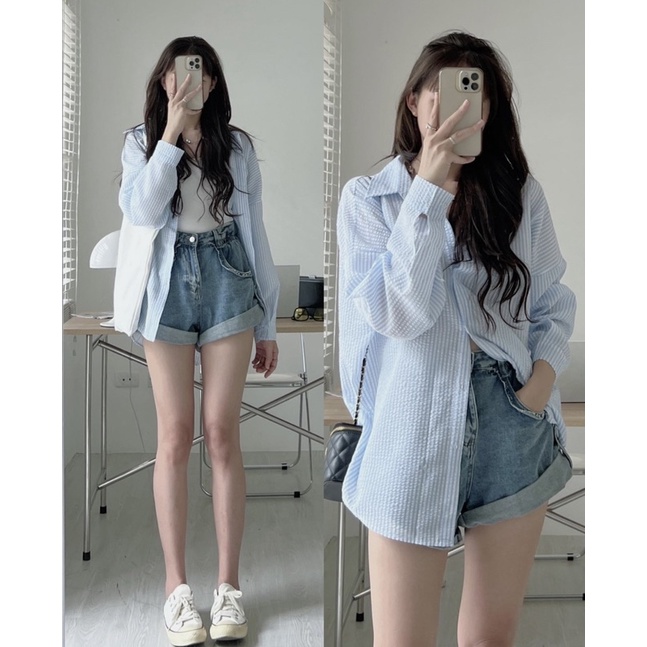 [NEW]ÁO SƠMI KẺ XỐP DÀI TAY FORM OVERSIZE 1618