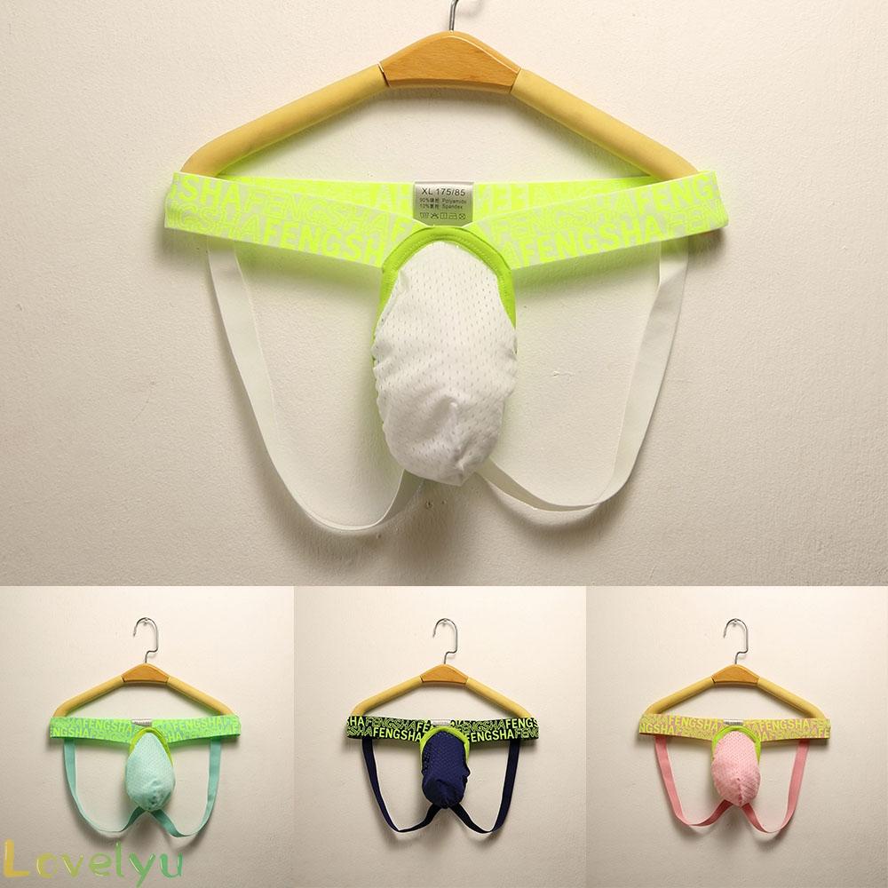 【Ready Stock】Men Thong Sheer Mesh Panties Elastic U Convex Pouch Sexy Breathable Underwear@New