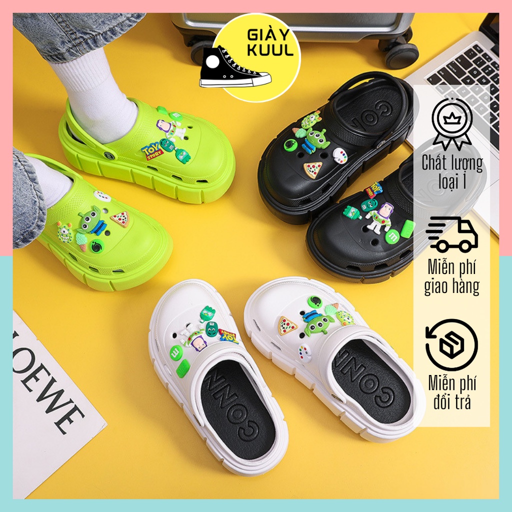 Dép Cross nữ độn đế, dép ulzzang đế 6cm siêu nhẹ kèm Sticker dễ thương - Dép nữ hot trend 2022 Giày KUUL