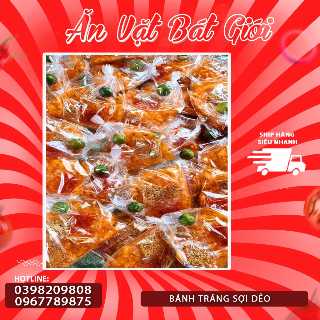 Bánh Tráng Dẻo Sợi 🌟Ăn Vặt Bát Giới🌟 Bánh Tráng Sợi Chấm Sa Tế Muối Tắc Thơm Ngon Lạ Miệng AV15