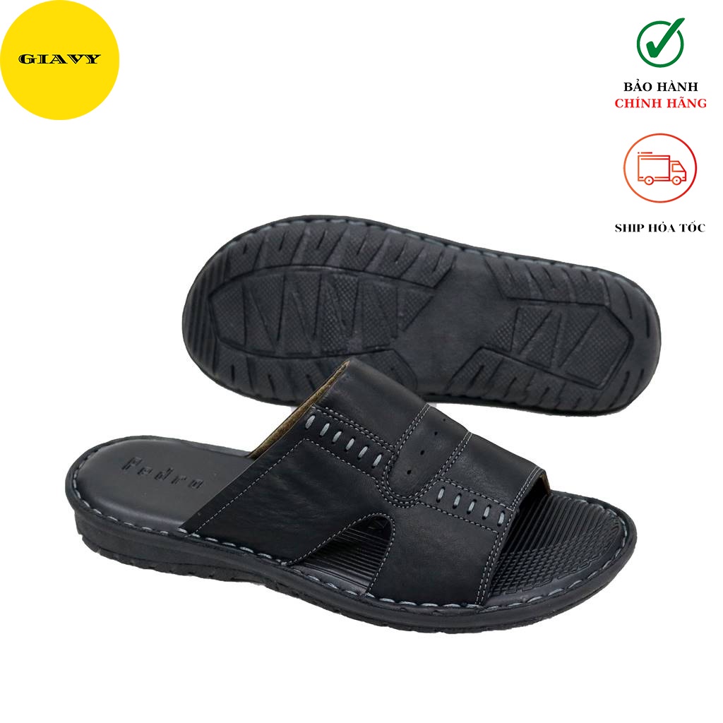 Dép nam quai da, dép nam trung niên, đế dúc L0018 - GIÀY GIAVY