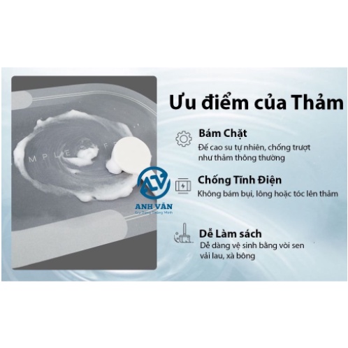 Thảm chùi chân nhà tắm 4 lớp siêu thấm hút, chống trượt