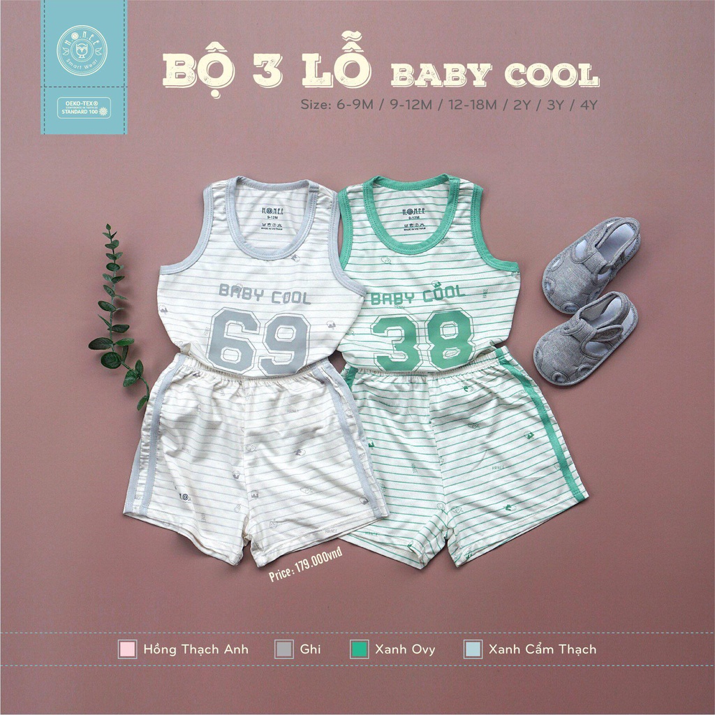 Bộ ba lỗ Baby Cool Hrnee thời trang hè 2022 bé trai bé gái
