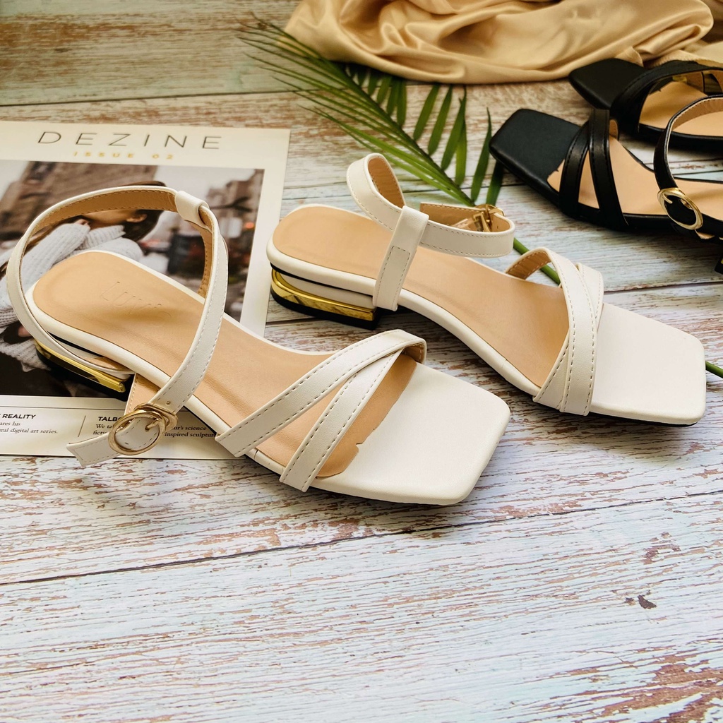 Sandal nữ cao gót đế vuông 2 phân Luvia 15SD