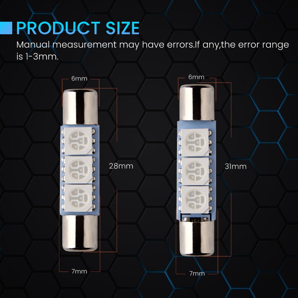 Đèn led 3 bóng 28mm 31mm C5W 5050 3SMD chuyên dùng trang trí nội thất xe hơi