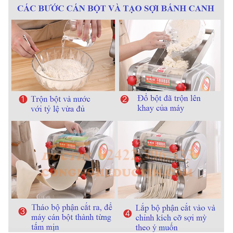 Máy cán mì sợi inox - Máy cán bột mì gia đình