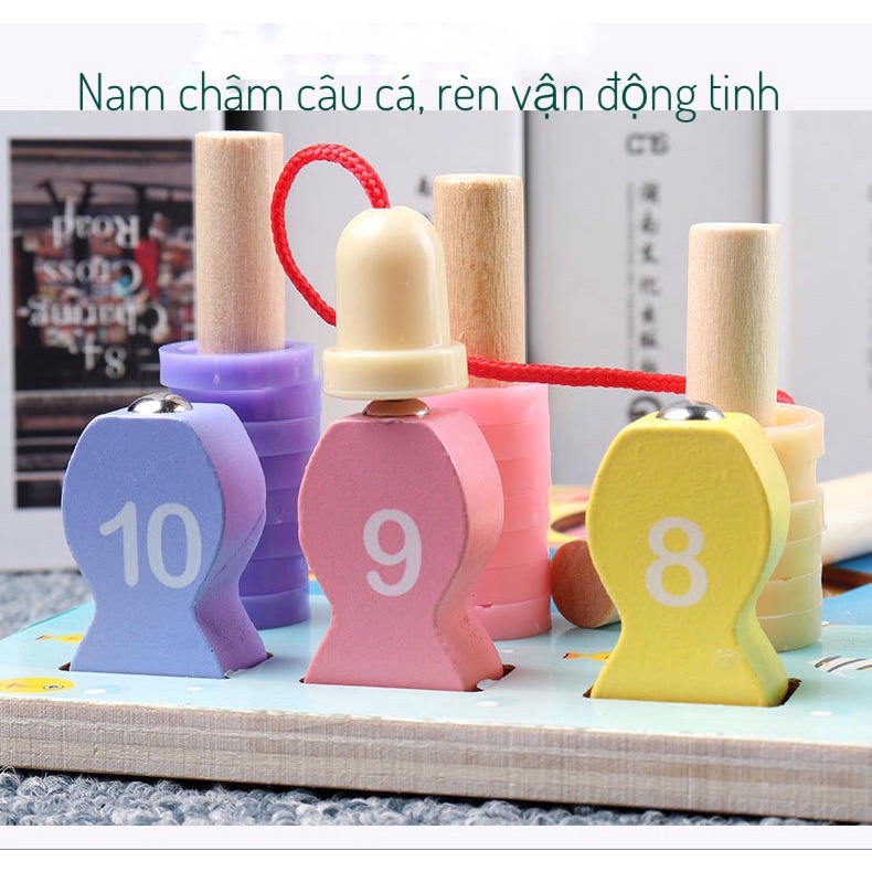 Bộ Câu Cá Bảng Số Hình Bằng Gỗ Thông Minh Cho Bé