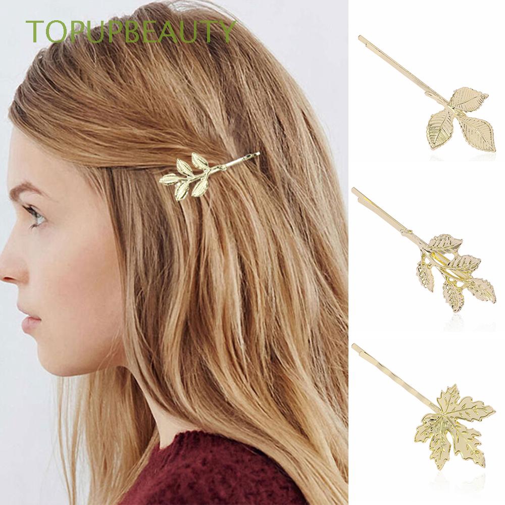 Kẹp tóc kim loại họa tiết lá xinh xắn cho nữ