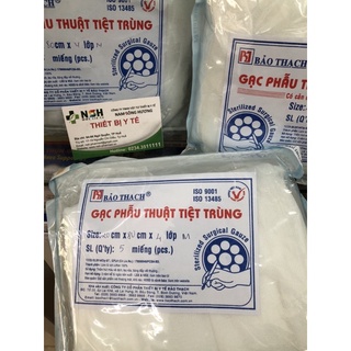 [TÚI 5 MIẾNG 20cmx80cm] Gạc y tế phẫu thuật ổ bụng vô trùng Gạc phẫu thuật tiệt trùng có cảng quang 20x80cm Bảo Thạch