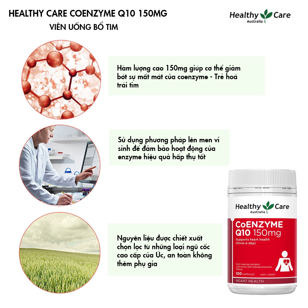 Viên uống bổ tim mạch Healthy Care Coenzyme Q10 100 viên