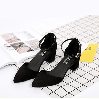 Giày sandal cao gót mũi nhọn da lộn