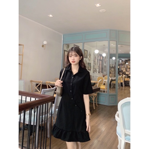Đầm sơmi nút chéo