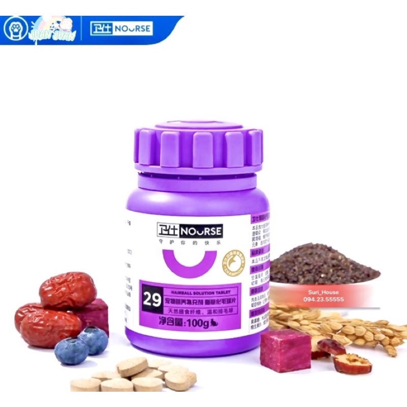 Viên Vitamin NOURSE 29 - Viên nhai tiêu búi lông dành cho mèo