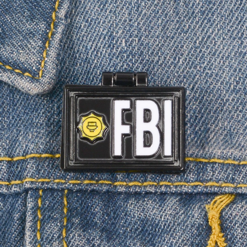 Ghim cài áo QIHE JEWELRY tráng men hình thẻ ID FBI X-Files nắp lật cho người thích đọc sách