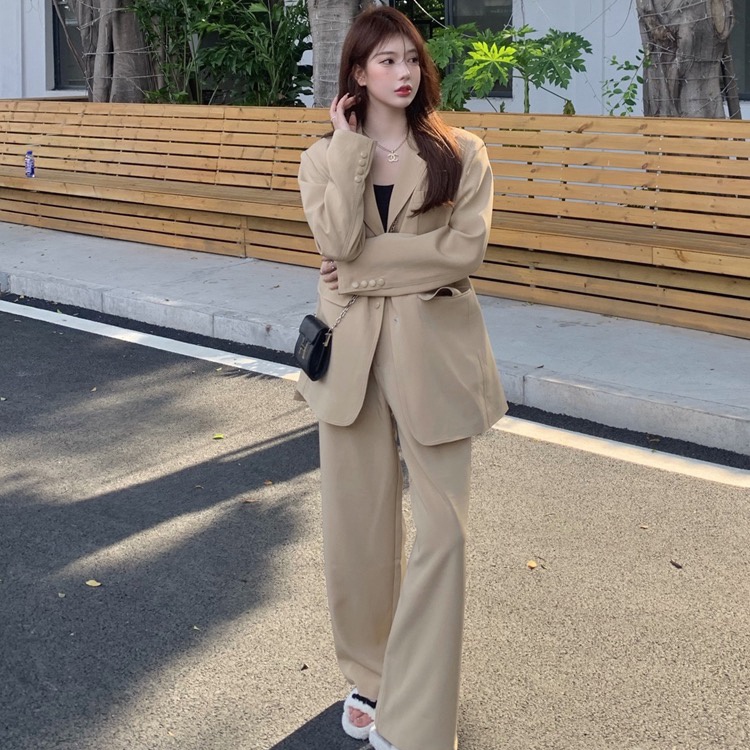Set Áo Khoác Blazer + Quần Dài Thời Trang Mùa Thu Theo Phong Cách Hàn Quốc Dành Cho Nữ