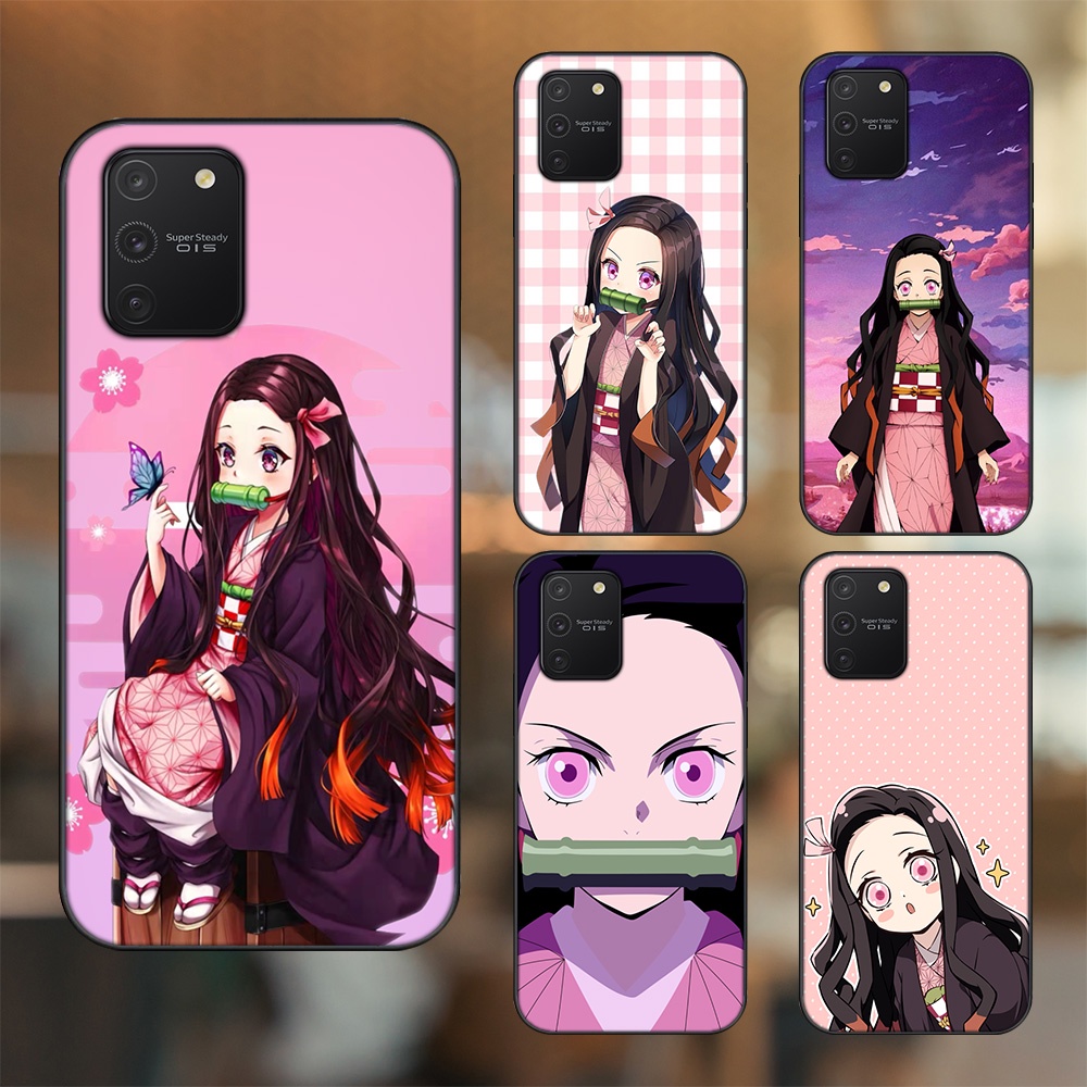 Ốp lưng Samsung S10 Lite viền đen in hình Nezuko Kimetsu no Yaiba