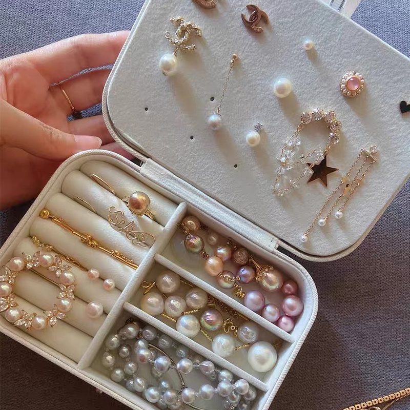 Hộp đựng trang sức bằng da thiết kế đơn giản phong cách Hàn Quốc