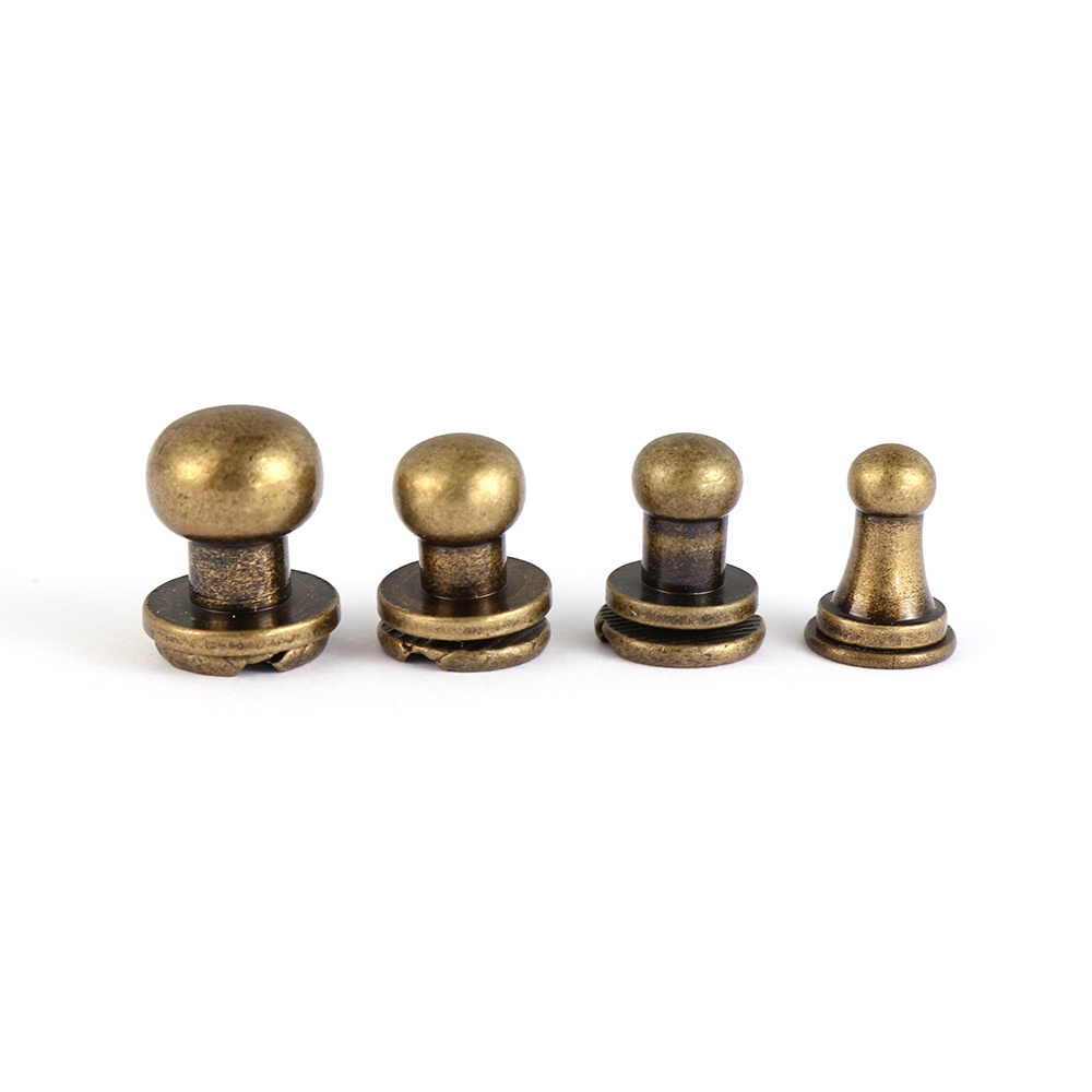 KUNHEV Set 10 Đinh Tán Đầu Tròn Bằng Đồng Thau Dùng Để Làm Đồ Da / Túi / Giày / Đinh Tán DIY