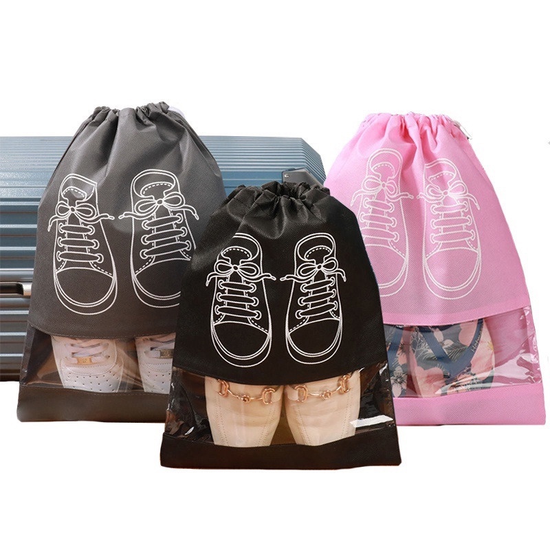 Set 5 Túi Rút Đựng Giày Bằng Vải Không Dệt Trong Suốt Chống Nước Chống Bụi Tiện Dụng