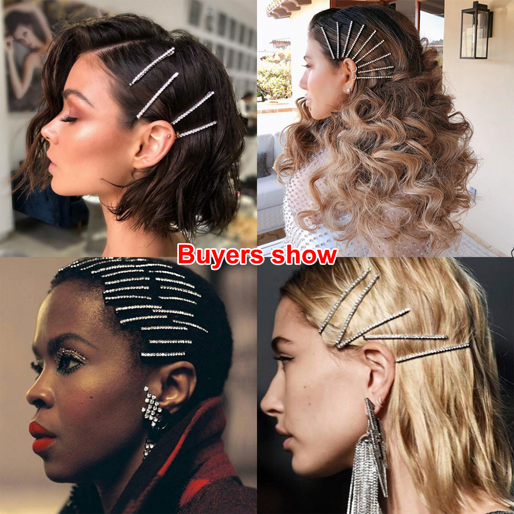 1 Cặp Kẹp Tóc Kim Loại Đính Đá Lấp Lánh