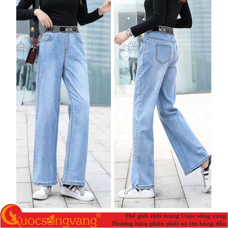 Quần jean nữ lưng cao co giãn quần jean ống đứng lưng thun GLQ149 Cuocsongvang
