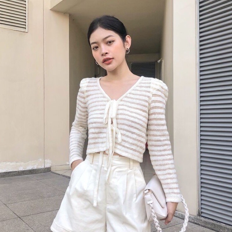 Áo cardigan Mieu lưới độn vai