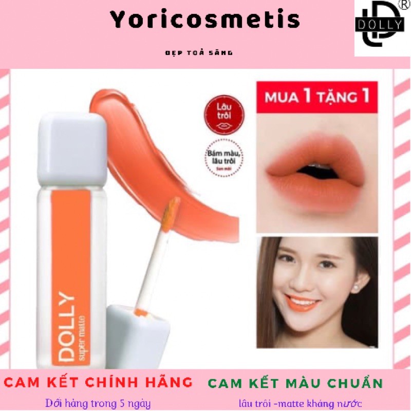 bộ son kem lì Dolly matte + hộp màu tuỳ chọn [1 thỏi tặng 1 thỏi ]