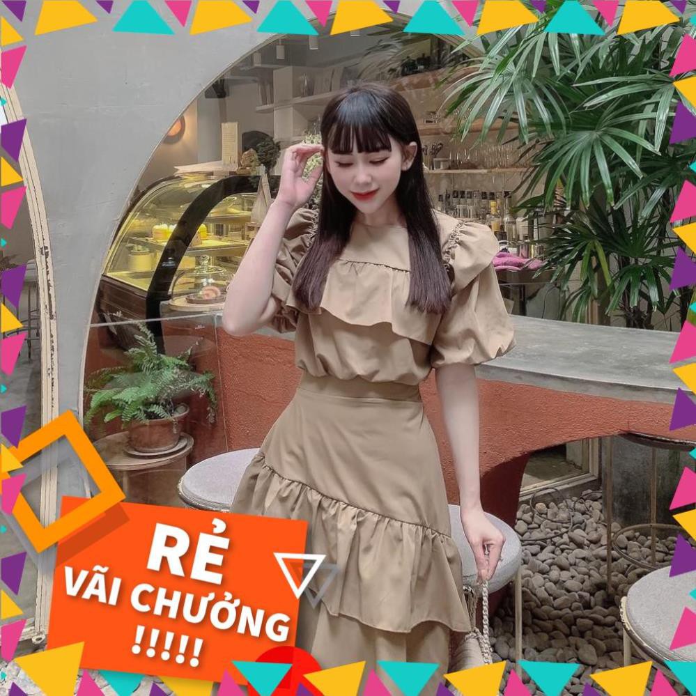 [SALE_SỐC_45%] SET ÁO TẦNG CHÂN VÁY XÉO - Chất liệu Kaki Cotton nhập khẩu - Hai màu Nâu tây/ Trắng - [THIẾT KẾ] [HOT]