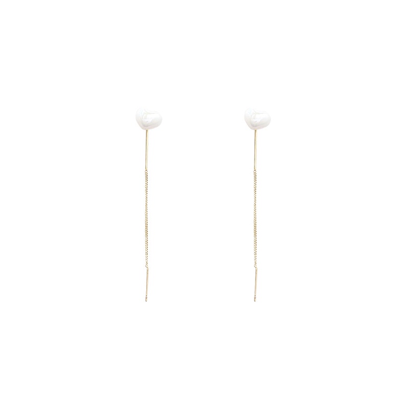 Khuyên Tai Tua Rua Dài Đính Hạt Ngọc Trai Trái Tim Nhiều Màu Chống Thất Lạc Cho Nữ