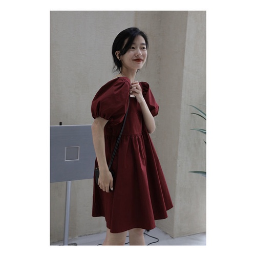 Đầm Dài Tay Phồng Cổ Vuông Quyến Rũ Thời Trang Mùa Hè Phong Cách Retro Mới 2022 Dành Cho Nữ