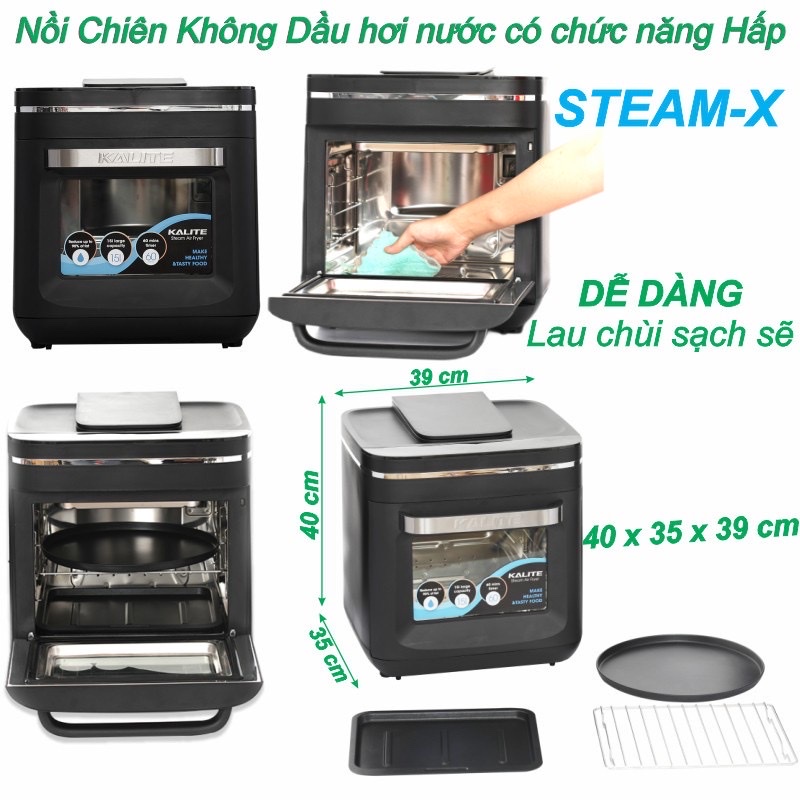 Nồi chiên không dầu hơi nước Kalite Steam X, Steam Pro, Steam Star - dung tích 15L ( Hàng chính hãng)