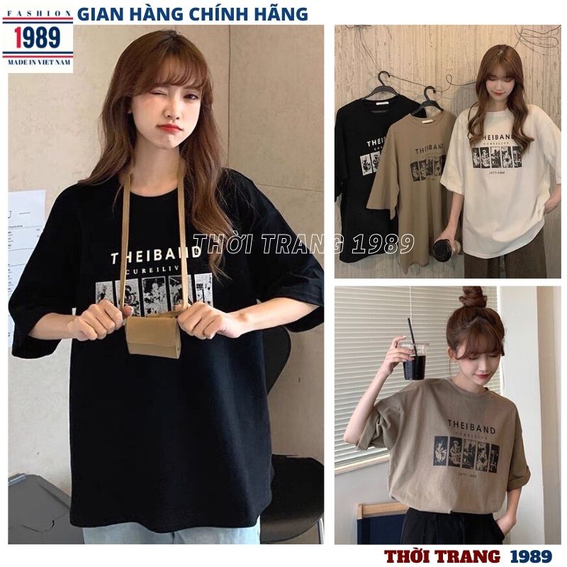 Áo thun nữ cộc tay chất cottong mềm mịn in chữ THE BANR form rộng dấu quần unisex -HER-1989