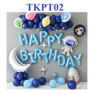 THANH LÝ NGHỈ BÁN - Y Hình - TKPT02 - Set bóng trang trí sinh nhật bé trai mẫu tầu vũ trụ phi hành gia
