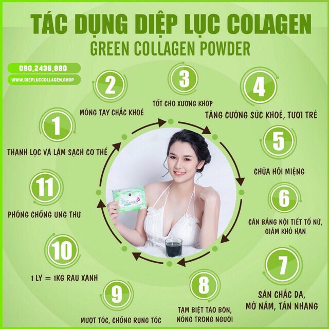 Diệp Lục Collagen Chính Hãng Hộp 30 Gói