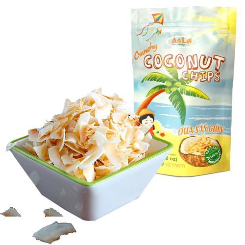 (Sỉ từ 10sp với giá 17K) DỪA SẤY GIÒN AN LỢI 80g (ĐẶC SẢN BẾN TRE) CRUNCHY COCONUT CHIPS