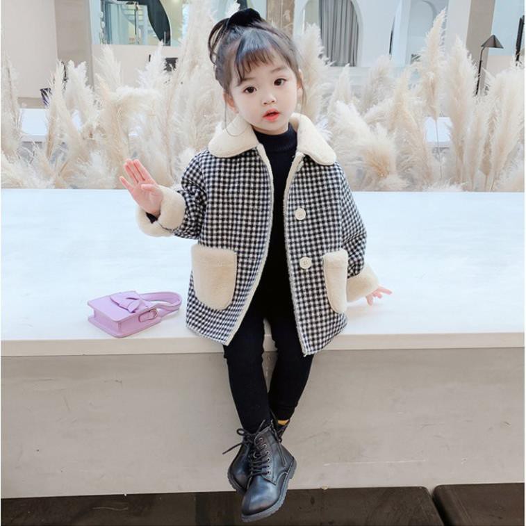Blazer Lông Cho Bé Gái Phong Cách Hàn Quốc Áo Khoác Dạ Tweed Trẻ Em Từ 10 Đến 25Kg Mầm Store
