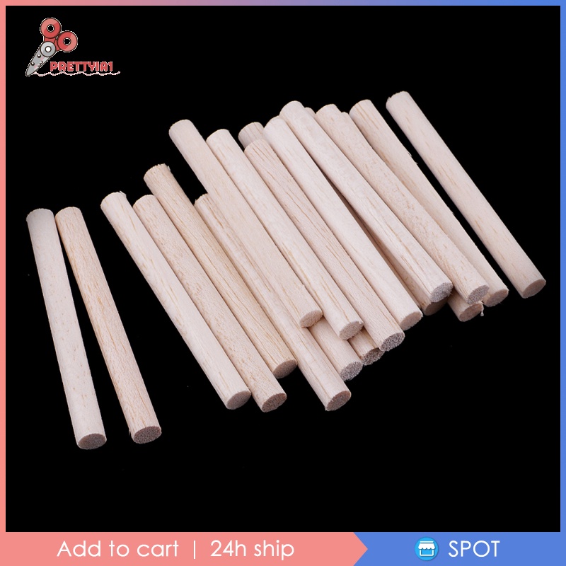 [Prettyia1] Thanh Gỗ Balsa Hình Tròn Không Hoàn Thiện 8mm Dùng Làm Mô Hình DIY